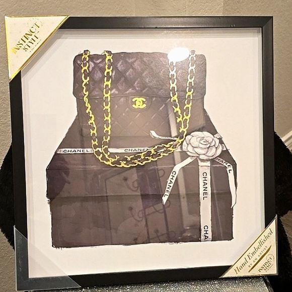 Instinct Style Boxed Runway Chanel Hand Embellished Framed Wall Decor - Picture 4 of 7